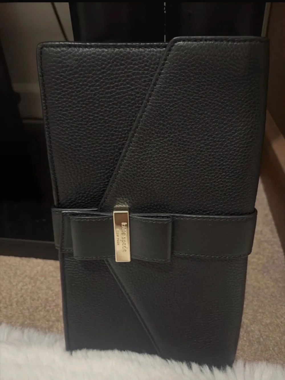 kate spade Black Leather Envelope Clutch